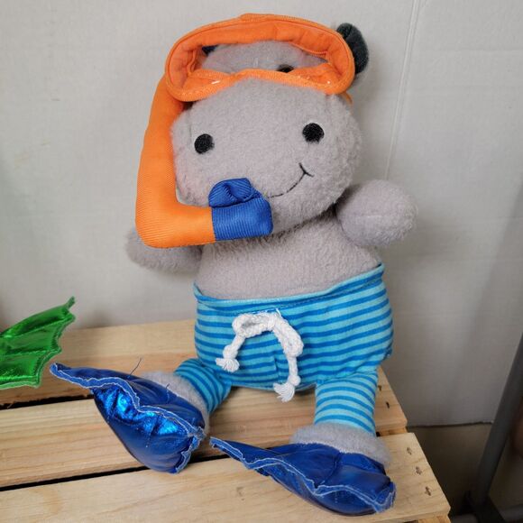 2 Pc Snorkeling Plush Buddies Monkey & Hippo - Picture 6 of 9